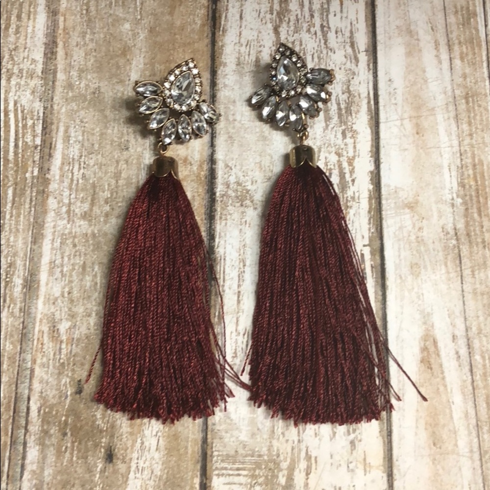 Maroon tassel Earrings